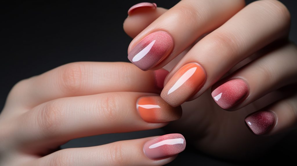 Perfect nail polish manicure on woman's fingers. Generative AI